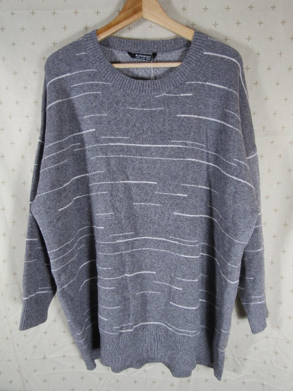 Bloomchic Gray White Patterned Soft Sweater Plus Size 18-20